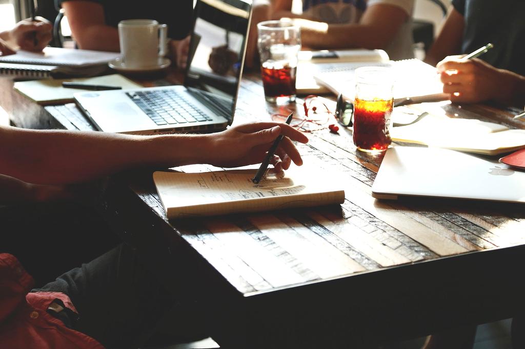Team collaborating in modern office environment